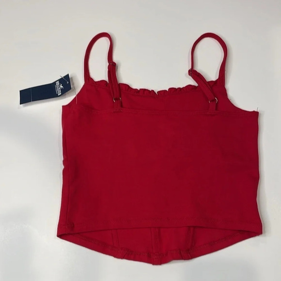 Hollister Red crop corset tank top Women juniors extra small XS ruched boning - Picture 7 of 13
